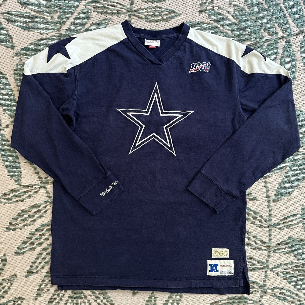 Mitchell & Ness Dallas Cowboys Long Sleeve Shirt Stitched NFL 100 Mens 2XLT 1960